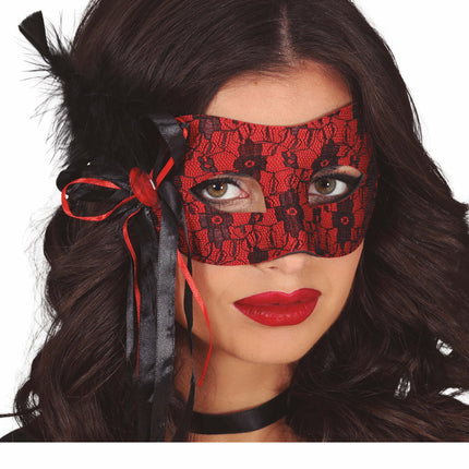 Zwart Rode Oogmasker Veer