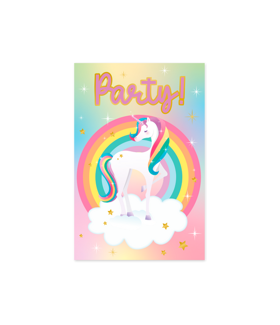 Unicorn Uitnodigingen Gekleurd 6st