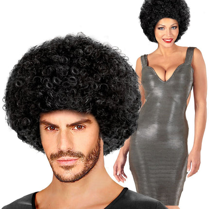 Zwarte Pruik Afro Unisex