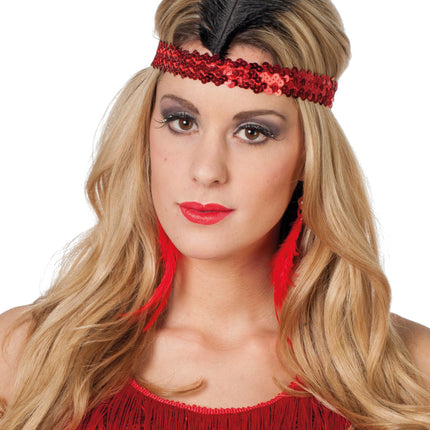 Rode Hoofdband Charleston Met Veer