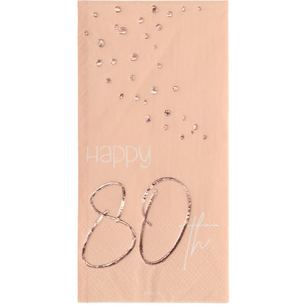 Servetten 80 Jaar Rose Goud 33cm 10st