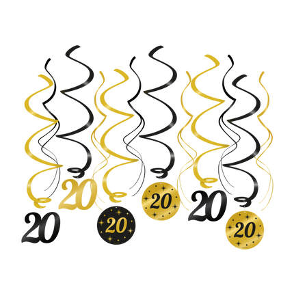 Goud Zwarte Hangdecoratie 20 Jaar 70cm