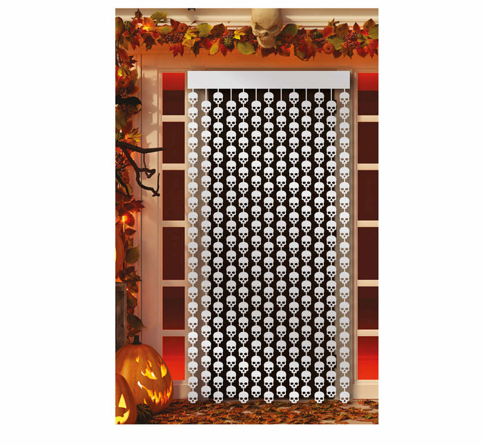 Halloween Deurgordijn Doodshoofden 2m
