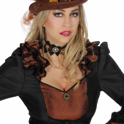 Bruine Hoed Steampunk Met Bril