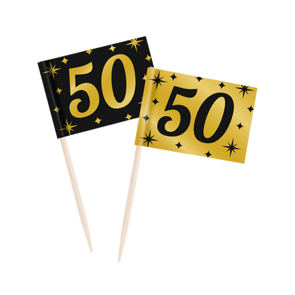 Cocktailprikkers 50 Jaar 6,5cm 50st