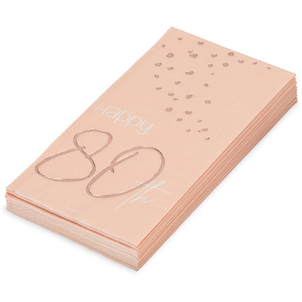 Servetten 80 Jaar Rose Goud 33cm 10st