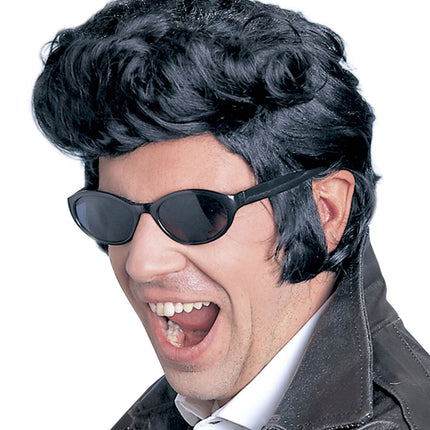 Zwarte Elvis Pruik