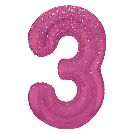 3 Jaar Cijfer Ballon Roze Stippen 86cm