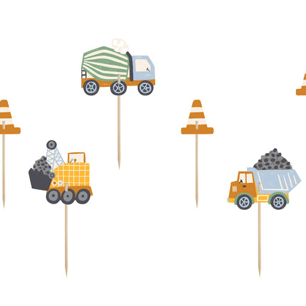 Cocktailprikkers Bouwvoertuigen 6st