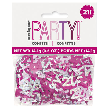 21 Jaar Confetti Zak Roze 14gr