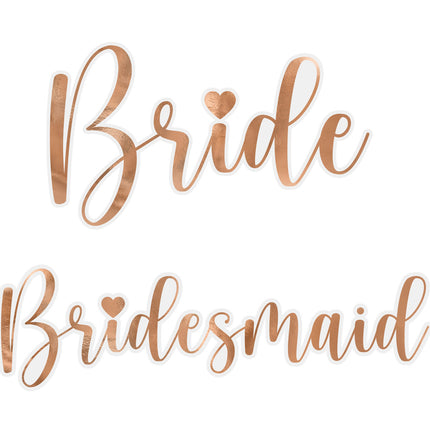 Rose Gouden Glasstickers Bride & Bridesmaid