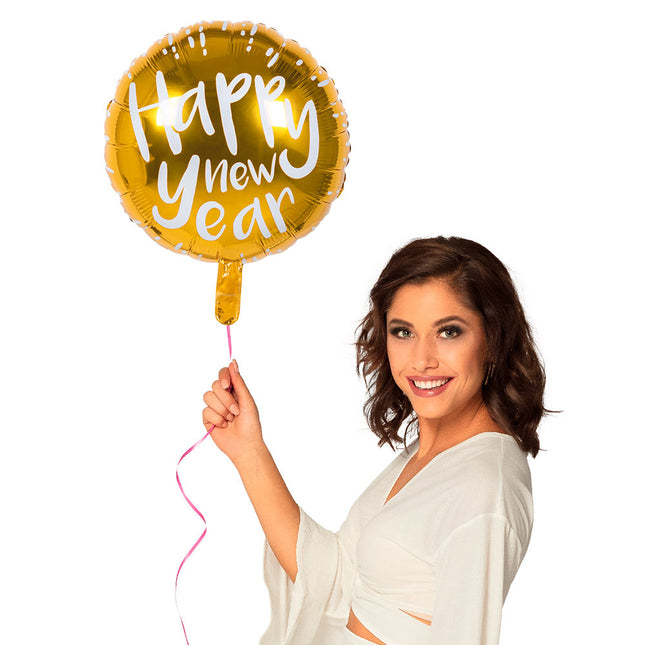Happy New Year Helium Ballon Leeg 45cm