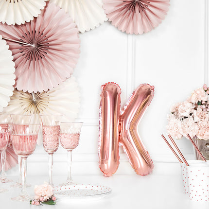 Folie Ballon Letter K Rose Goud Leeg 35cm