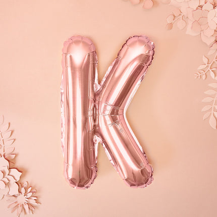 Folie Ballon Letter K Rose Goud Leeg 35cm