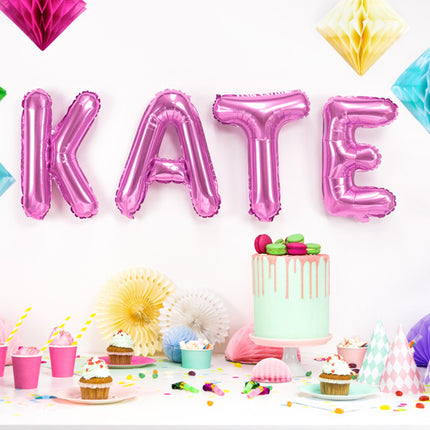 Folie Ballon Letter K Roze Leeg 35cm