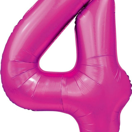 Fuchsia Cijfer Ballon 4 Jaar Glans 86cm