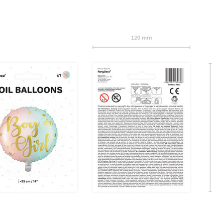 Helium Ballon Boy Or Girl Leeg 35cm