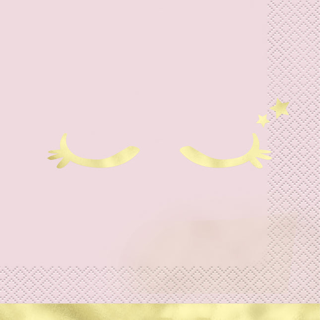 Unicorn Servetten Goud Roze 16st