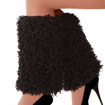 Beenwarmers Pluche Curly Zwart