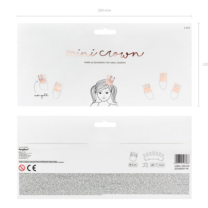 Rose Gouden Kroon 6cm 6st