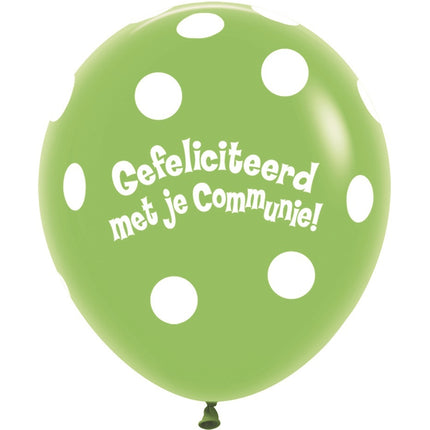 Ballonnen Communie Polka Dots Lime Green 45cm 25st