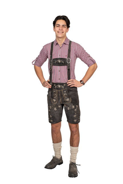 Lederhose Bruin Grijs Heren Kort Antiek