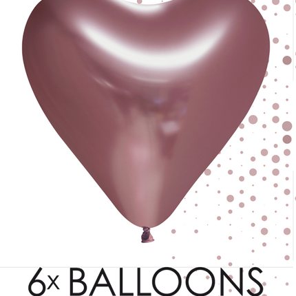 Hartjes Ballonnen Rose Goud 30cm 6st