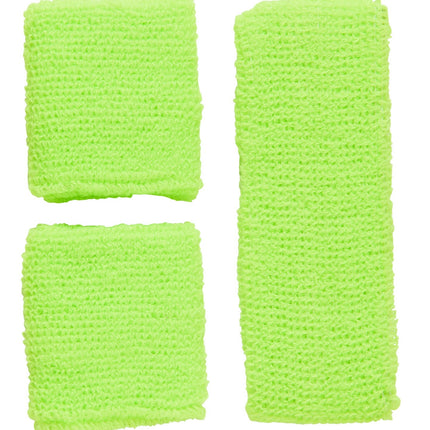 Neon Groene Zweetbandjes 2 delig
