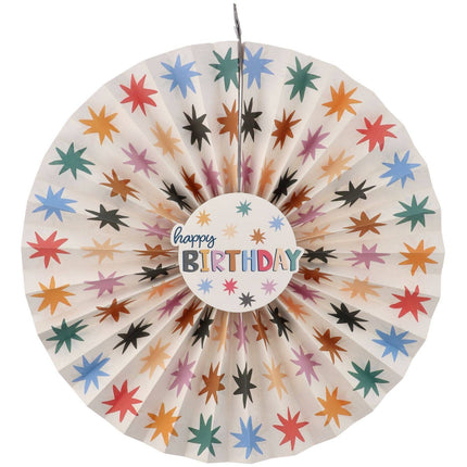 Happy Birthday Papieren Waaiers Gekleurd 3st