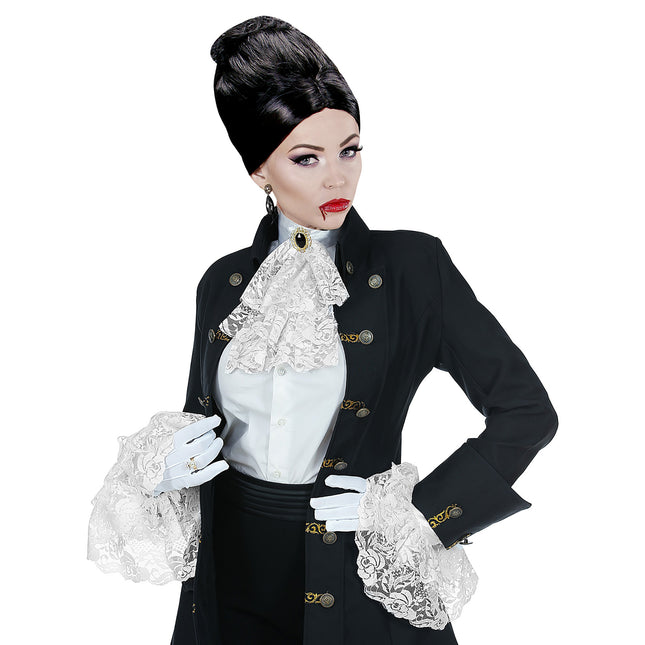 Witte Accessoireset Jabot Met Manchetten 2 delig