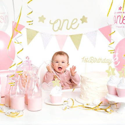 Caketoppers 1 Jaar Goud 6st