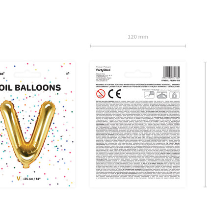 Folie Ballon Letter V Goud Leeg 35cm