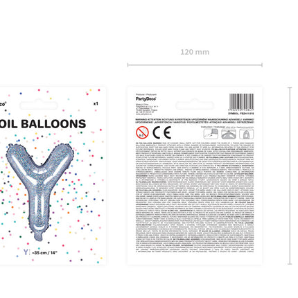 Folie Ballon Letter Y Holografisch Leeg 35cm