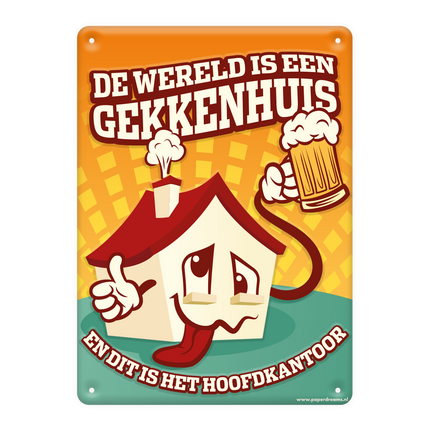Metalen Bord Gekkenhuis