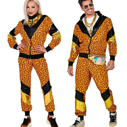 Neon 80S Trainingspak Fout Luipaard Print