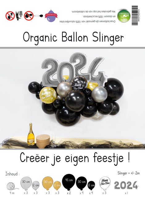 Ballonnen DIY Balloon Kit Organic Silver New Year