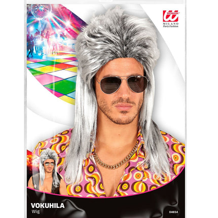 Jaren 80 Pruik Aso Lang Grijs