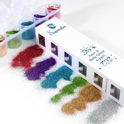 Gekleurde Glitters Happy Fine 6st