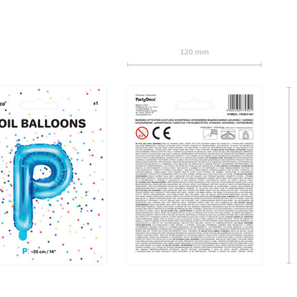 Folie Ballon Letter P Blauw Leeg 35cm
