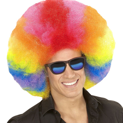 Gekleurde Pruik Afro Extra Groot