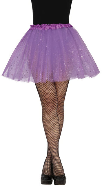 Paarse Tutu Dames Glitter 40cm
