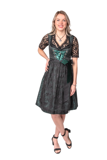 Zwart Groene Dirndl Jurk Oktoberfest Dames Jaquard
