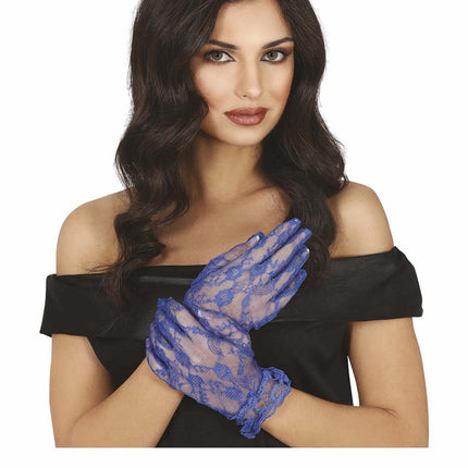 Blauwe Handschoenen Kant 22cm