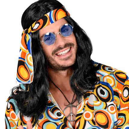 Disco 70S Pruik Zwart Met Hoofdband