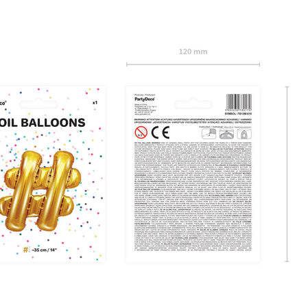 Folie Ballon Letter # Goud Leeg 35cm