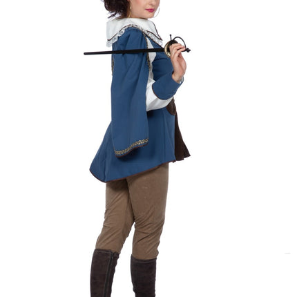 Musketier Kostuum Bruin Blauw Dames