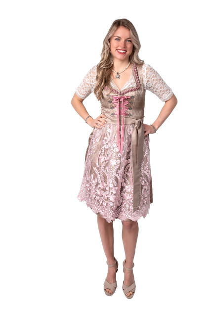Goud Roze Dirndl Jurk Oktoberfest Dames 2 Delig