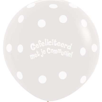 Ballonnen Communie Polka Dots Crystal Clear 91cm 2st