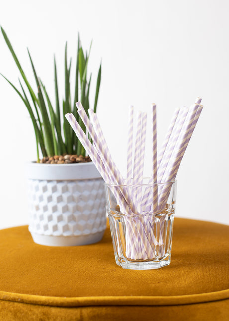 Rietjes Paars Gestreept 19cm 20st