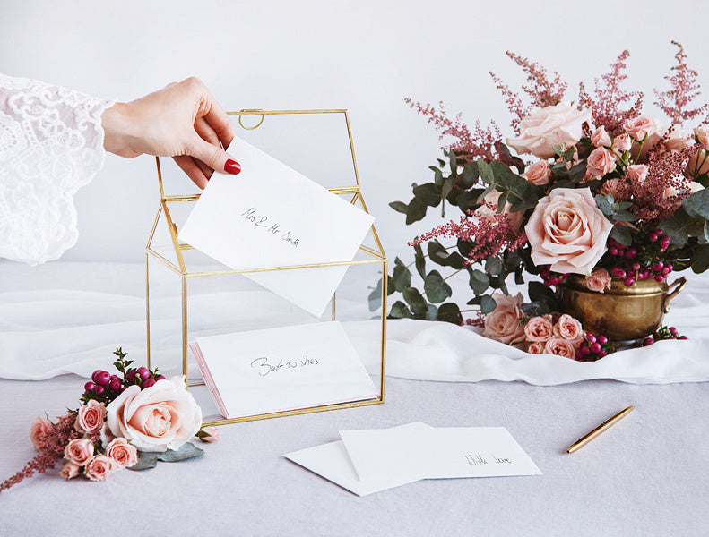 Glazen Enveloppendoos Goud 21xcm